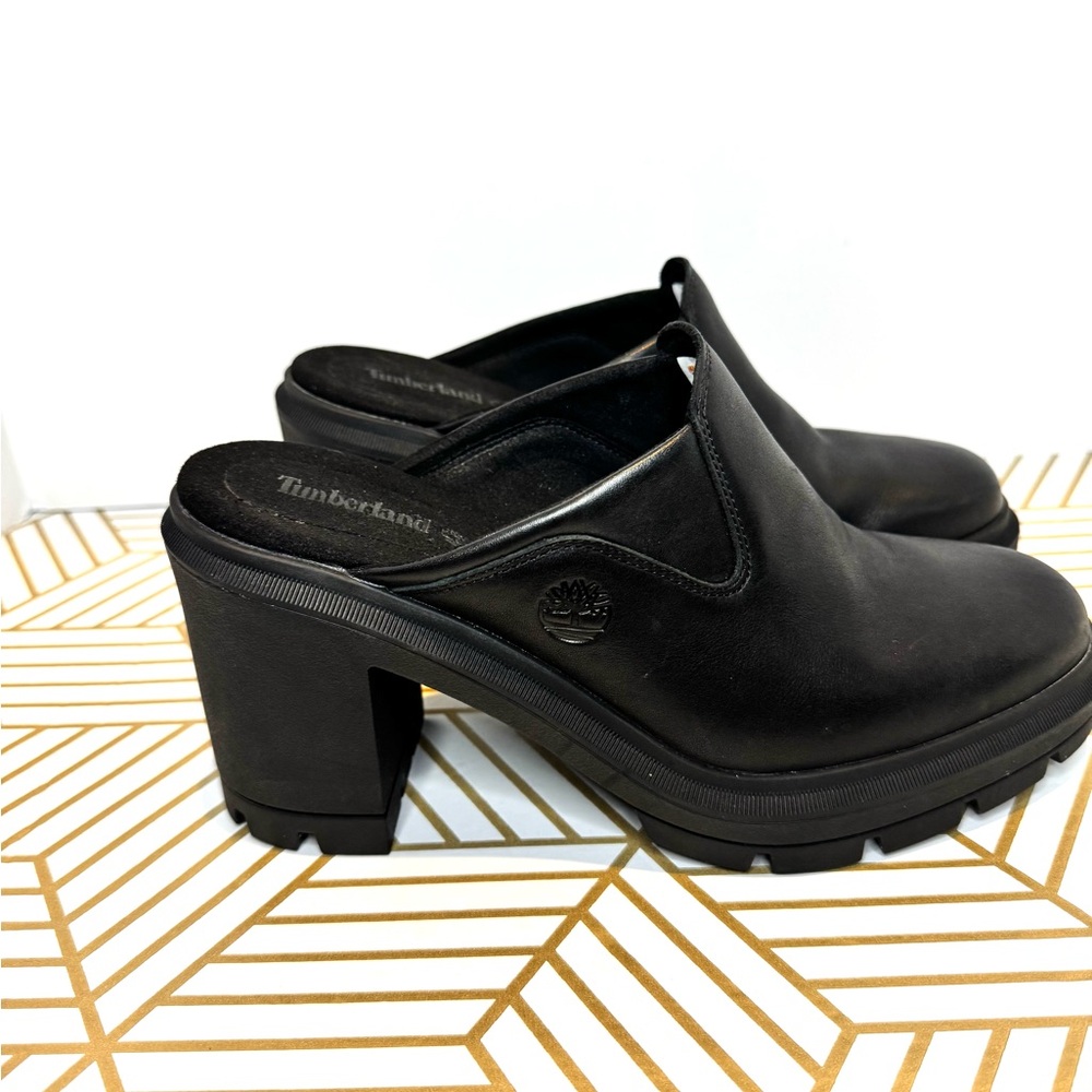 Timberland Black Leather Mules